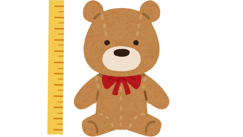 ぬいぐるみのサイズを測るイメージ(クリーニング専科の料金計算の目安)